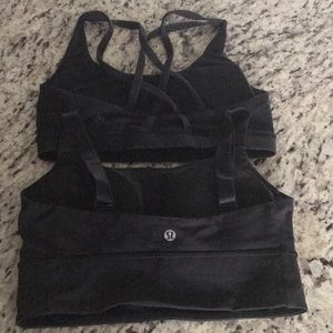 Lot of 2 Lululemon sports bras sz 6 black w/ cups